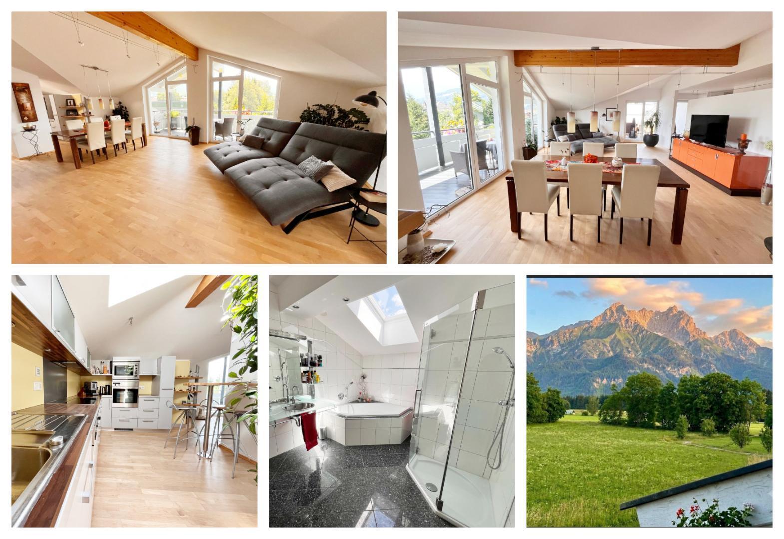 Saalfelden - Traumhafte Wohnung mit Bergpanorama, Dachterrasse, Balkon, Dachboden und Autoabstellplatz - Wohnung